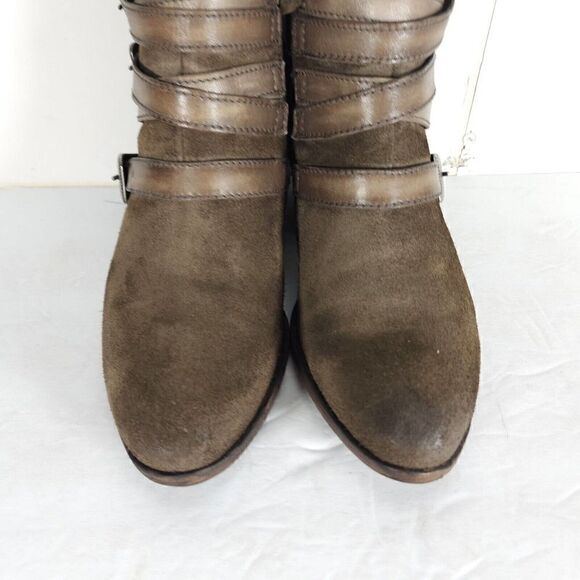Miz Mooz Women's Darien EU39 US8-8,5 Brown Suede Leather Harness Ankle Boots - Picture 4 of 14